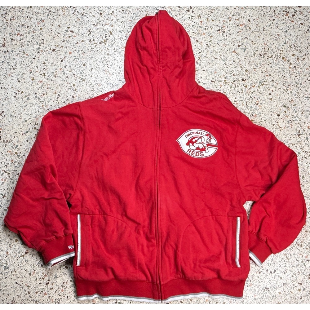 Mitchell‎ & Ness MLB Cincinnati Reds Full Zip Long Sleeve Hooded Jacket 2XL